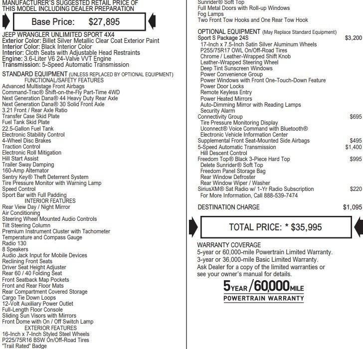 2017 Jeep Wrangler Unlimited Sport