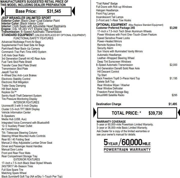 2019 Jeep Wrangler Unlimited Sport S