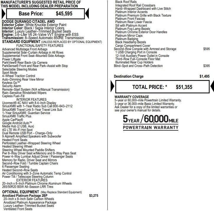 2019 Dodge Durango Citadel Anodized Platinum