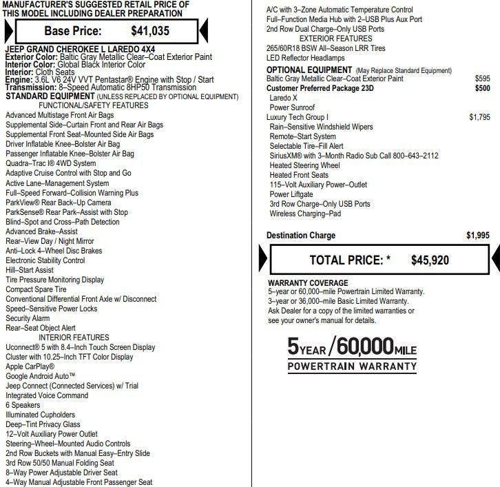 2025 Jeep Grand Cherokee L Laredo X 4x4