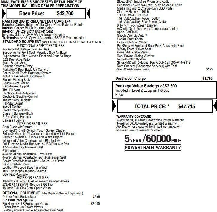 2022 RAM 1500 Big Horn Quad Cab 4x4 6'4" Box