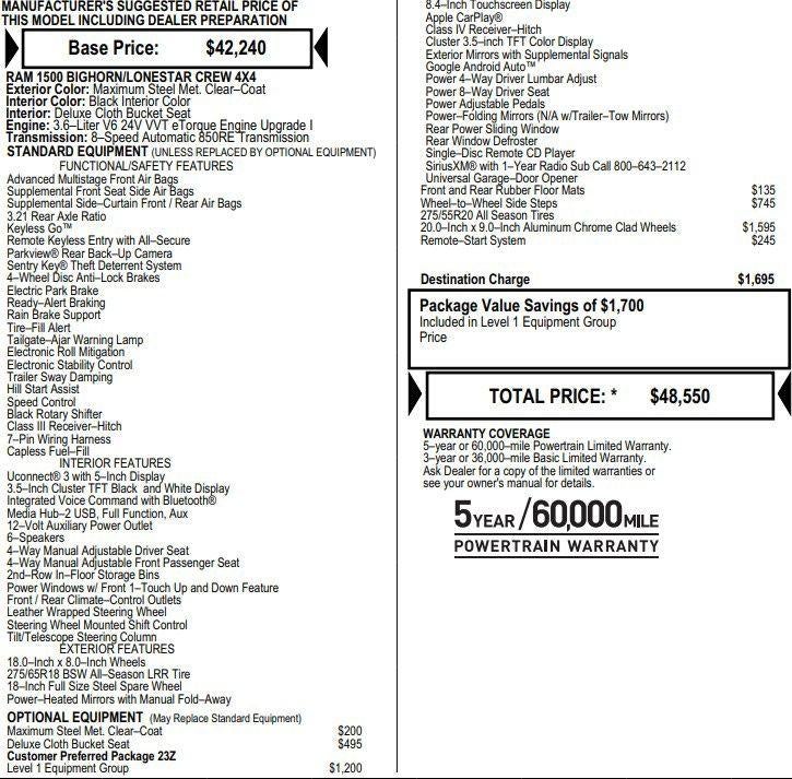 2019 RAM 1500 Big Horn/Lone Star