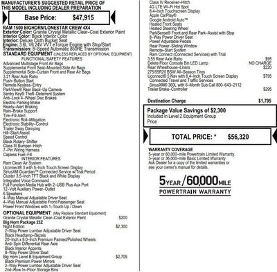 2022 RAM 1500 Big Horn Crew Cab 4x4 5'7" Box