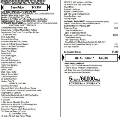 2023 RAM 1500 Tradesman Crew Cab 4x4 5'7" Box