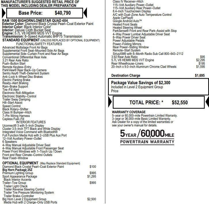 2021 RAM 1500 Big Horn Quad Cab 4x4 6'4" Box