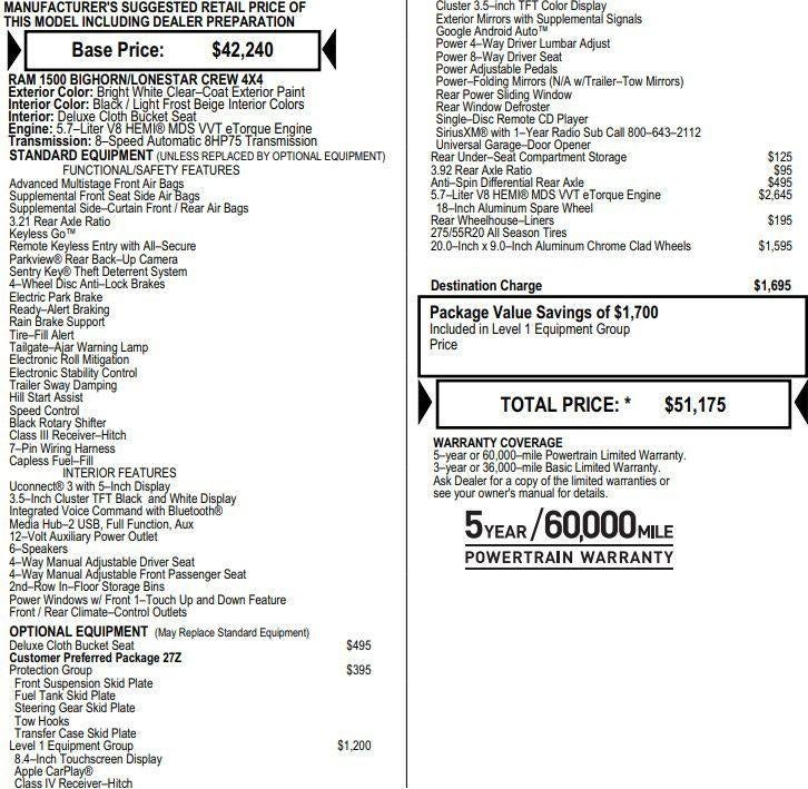 2019 RAM 1500 Big Horn/Lone Star