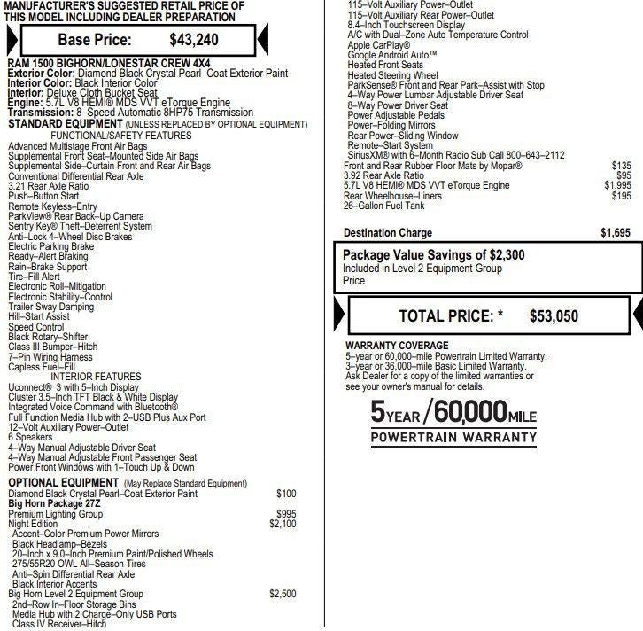 2021 RAM 1500 Big Horn Crew Cab 4x4 5'7" Box