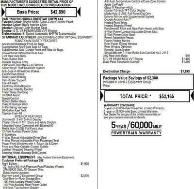 2020 RAM 1500 Big Horn Crew Cab 4x4 5'7" Box