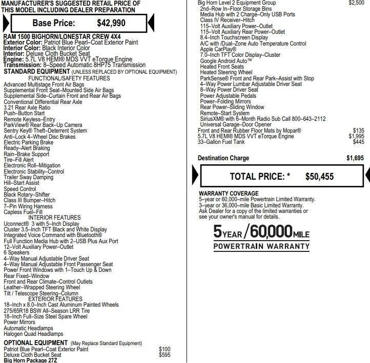 2021 RAM 1500 Big Horn