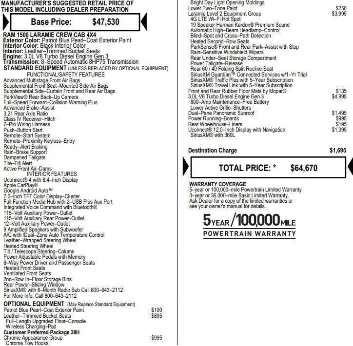 2021 RAM 1500 Laramie Crew Cab 4x4 5'7" Box
