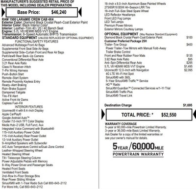 2020 RAM 1500 Laramie Crew Cab 4x4 5'7" Box