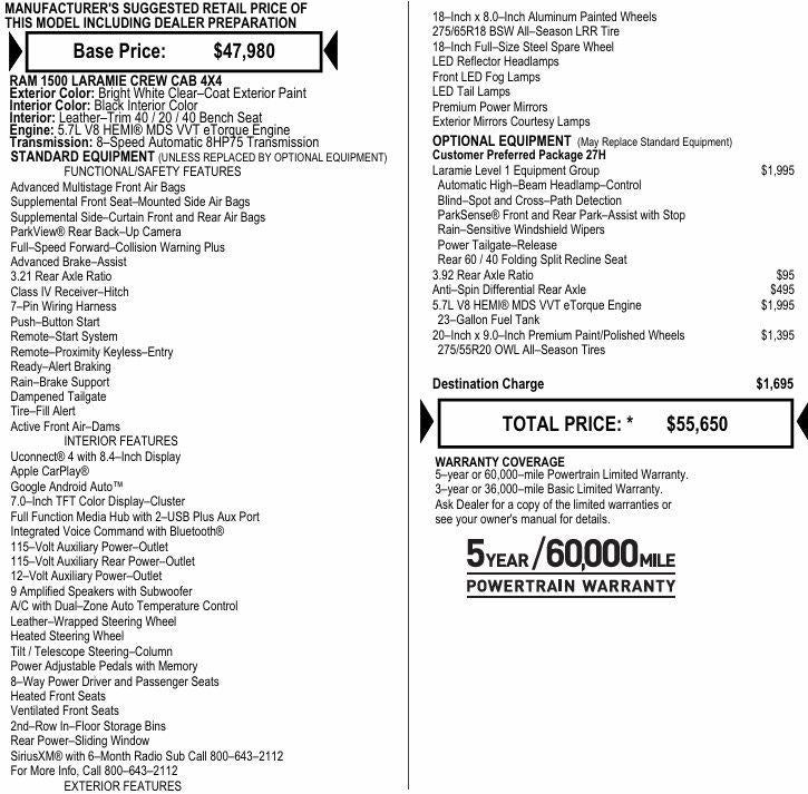 2021 RAM 1500 Laramie Crew Cab 4x4 5'7" Box