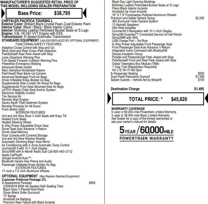 2021 Chrysler Pacifica Touring L