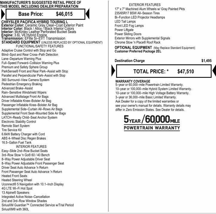 2021 Chrysler Pacifica Hybrid Touring L