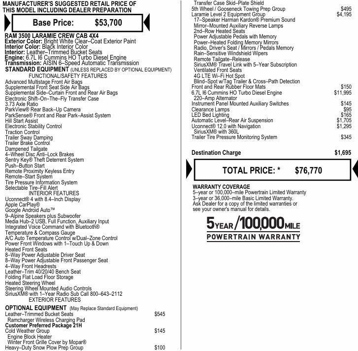 2020 RAM 3500 Laramie Crew Cab 4x4 6'4" Box