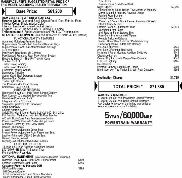 2022 RAM 2500 Laramie Crew Cab 4x4 6'4" Box