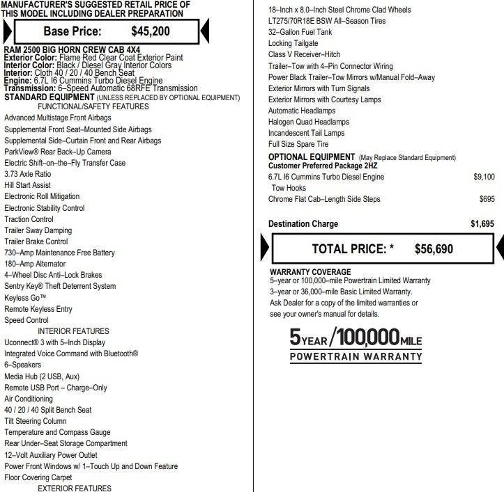 2019 RAM 2500 Big Horn