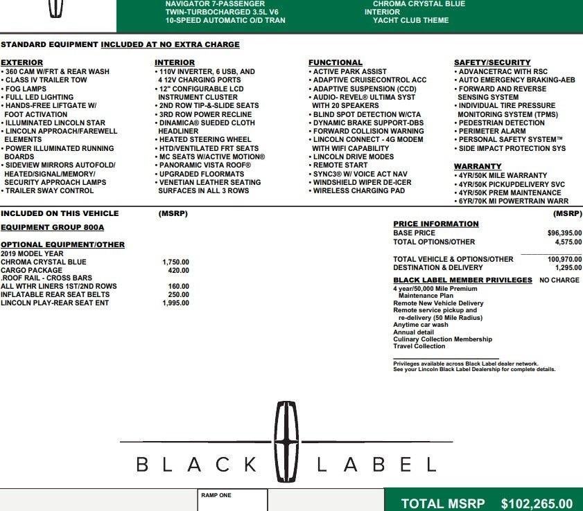 2019 Lincoln Navigator Black Label